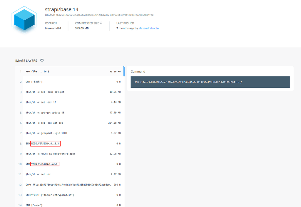 [strapi/base14 Docker] How to update NodeJS and Yarn version Strapi