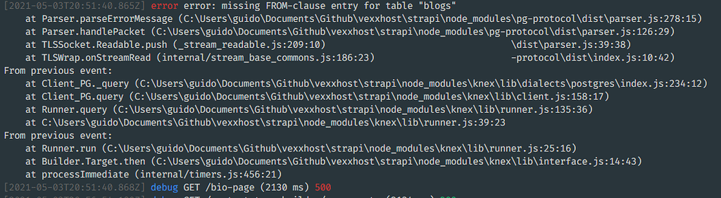 Missing FROM-clause for table xxxx - Strapi Backend - Strapi Community ...