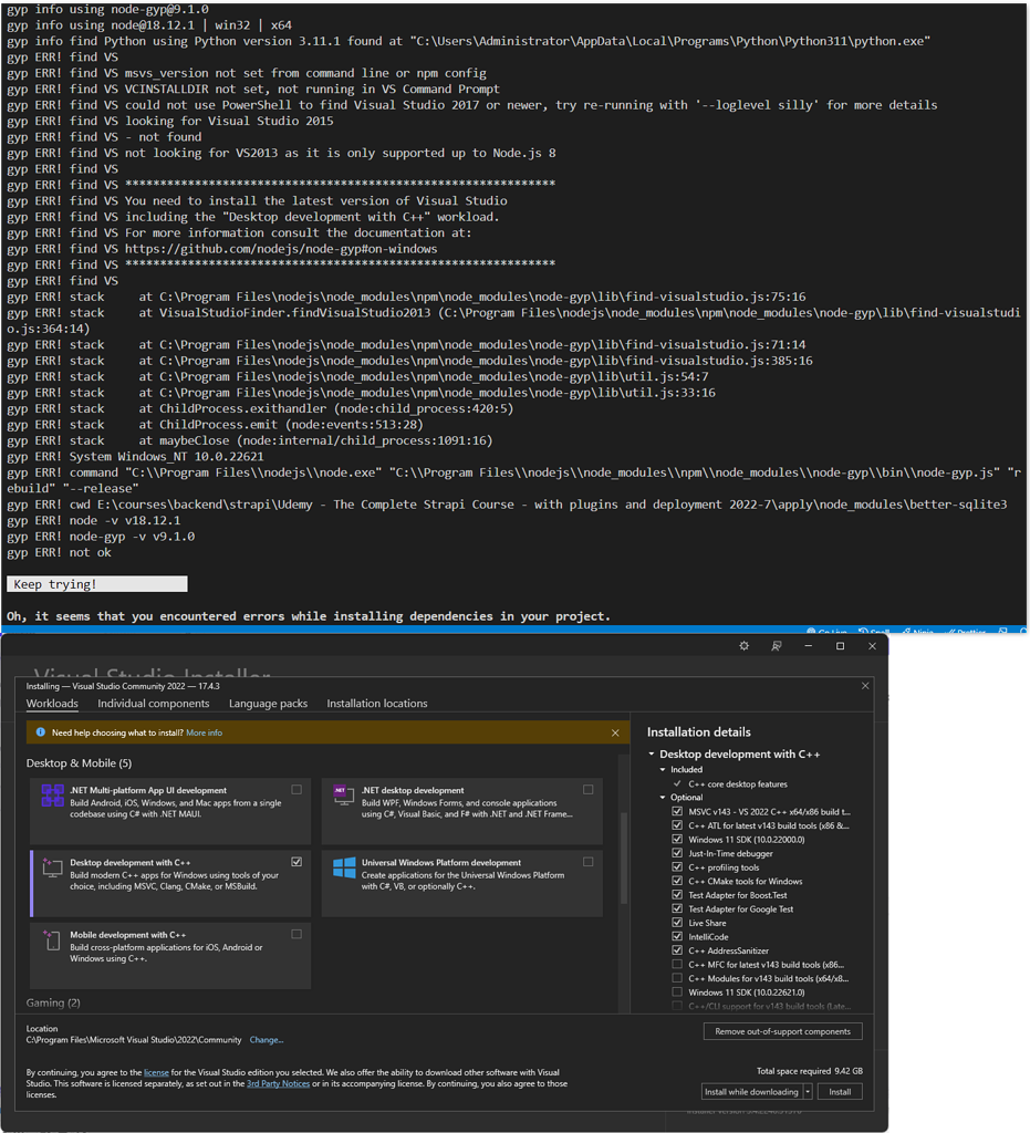 Why does strapi needs visual studio? Questions and Answers Strapi